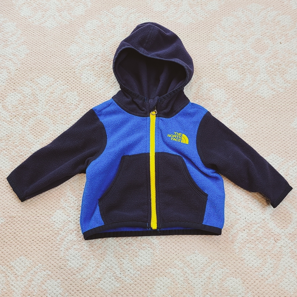 North Face Color Block Zip Up Fuzzy Jacket